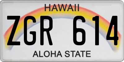 HI license plate ZGR614