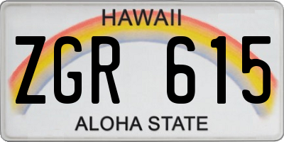 HI license plate ZGR615
