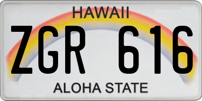 HI license plate ZGR616