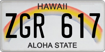 HI license plate ZGR617
