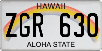 HI license plate ZGR630