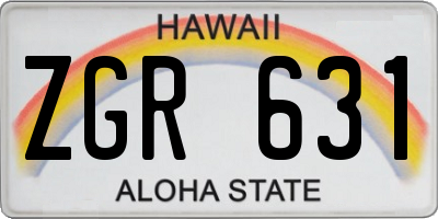 HI license plate ZGR631
