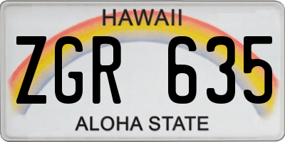 HI license plate ZGR635