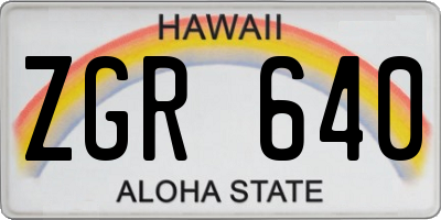 HI license plate ZGR640