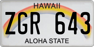 HI license plate ZGR643