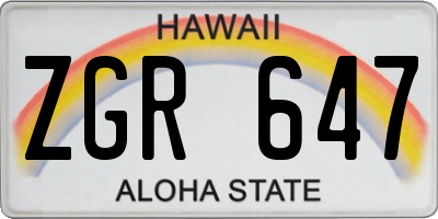 HI license plate ZGR647