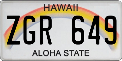 HI license plate ZGR649
