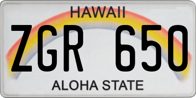 HI license plate ZGR650