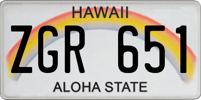 HI license plate ZGR651