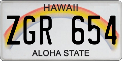 HI license plate ZGR654