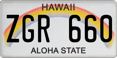 HI license plate ZGR660