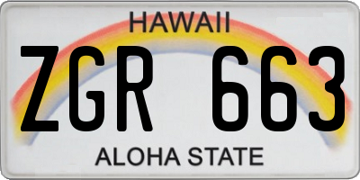 HI license plate ZGR663