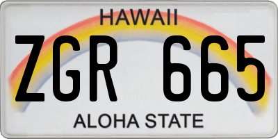 HI license plate ZGR665