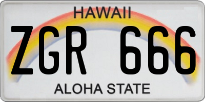HI license plate ZGR666
