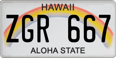 HI license plate ZGR667