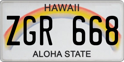 HI license plate ZGR668