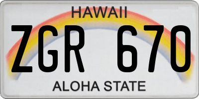 HI license plate ZGR670