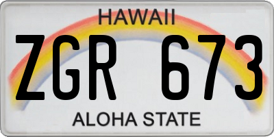 HI license plate ZGR673