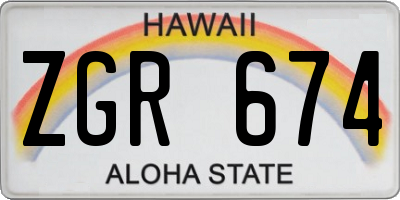 HI license plate ZGR674