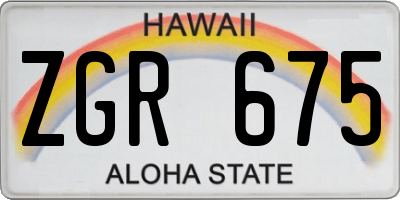 HI license plate ZGR675