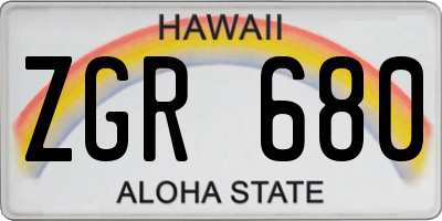 HI license plate ZGR680
