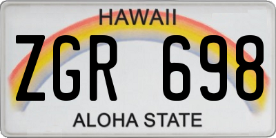 HI license plate ZGR698