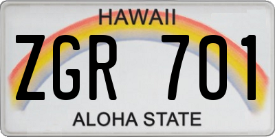 HI license plate ZGR701