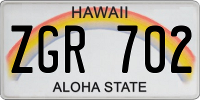 HI license plate ZGR702