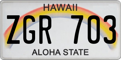 HI license plate ZGR703