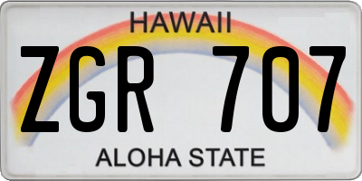 HI license plate ZGR707