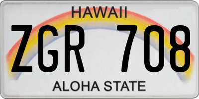 HI license plate ZGR708