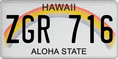 HI license plate ZGR716