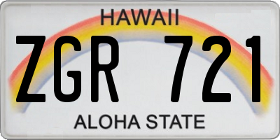 HI license plate ZGR721