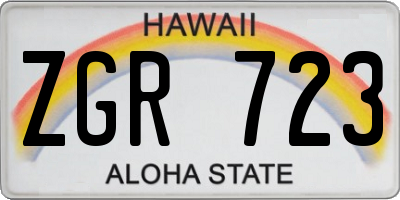 HI license plate ZGR723