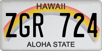 HI license plate ZGR724