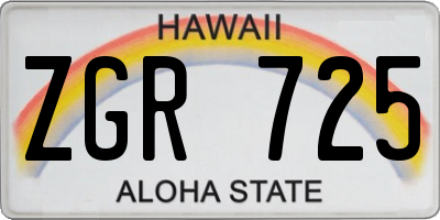 HI license plate ZGR725