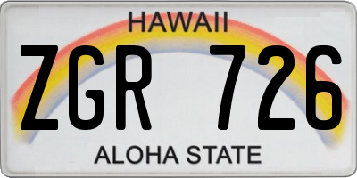 HI license plate ZGR726