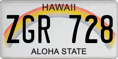 HI license plate ZGR728