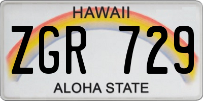HI license plate ZGR729