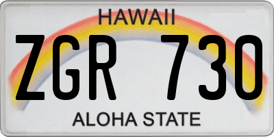 HI license plate ZGR730