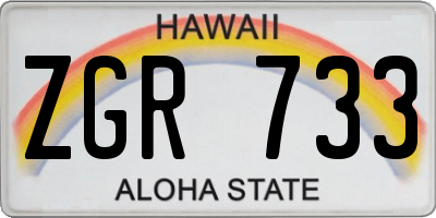 HI license plate ZGR733