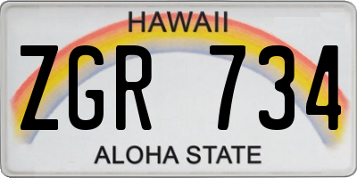 HI license plate ZGR734