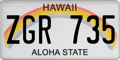 HI license plate ZGR735