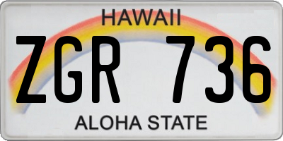 HI license plate ZGR736