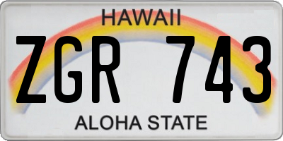 HI license plate ZGR743
