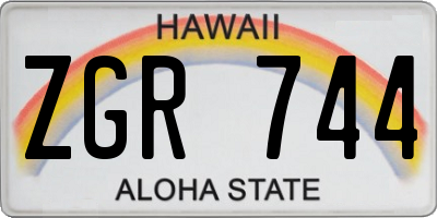 HI license plate ZGR744
