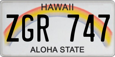HI license plate ZGR747