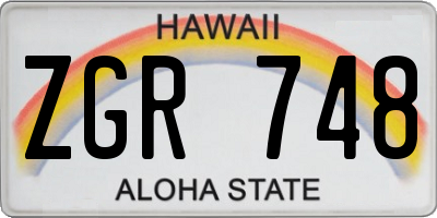 HI license plate ZGR748