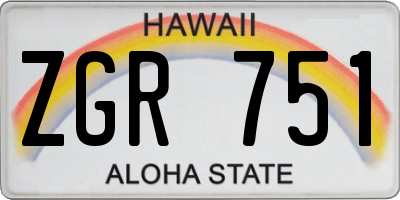 HI license plate ZGR751