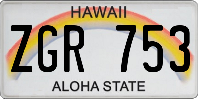 HI license plate ZGR753